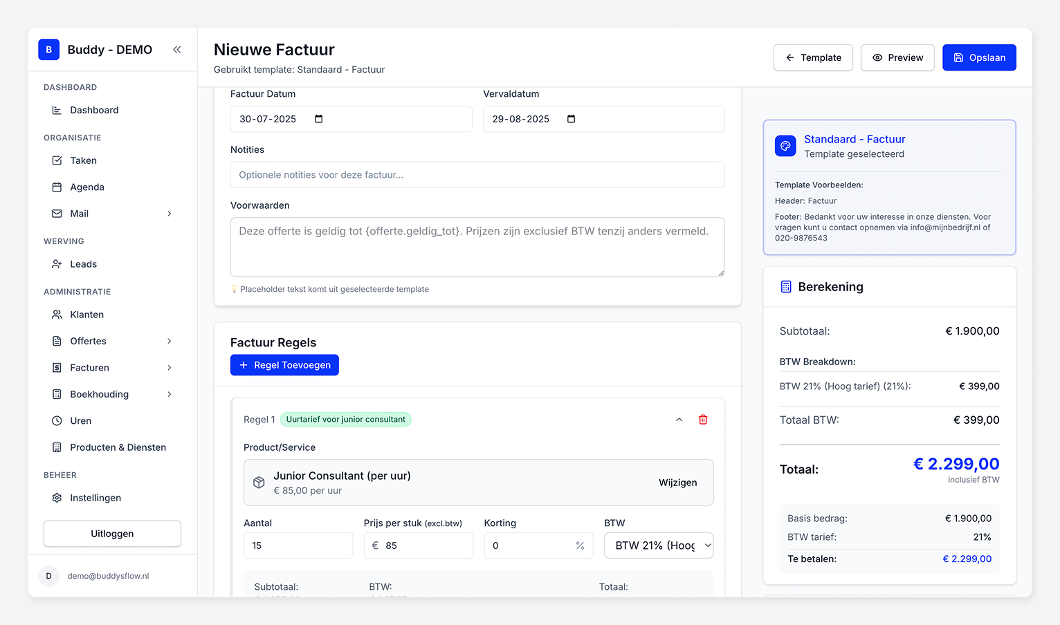 Offertes & Facturen interface